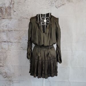 Reset Kianna Ruffle Mini Dress In Olive Green Womens Size S